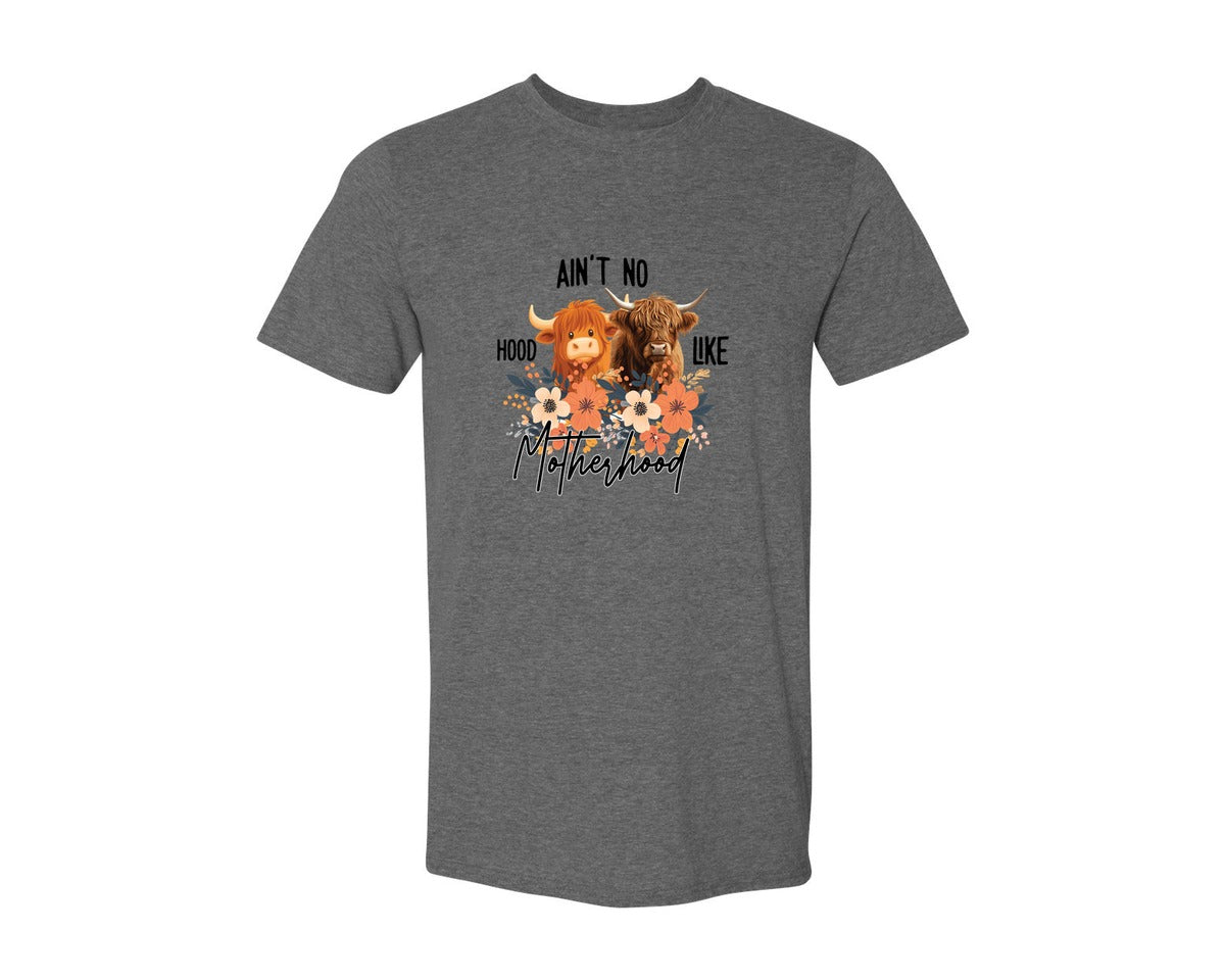 brand:Generic|color:Heather Dark Grey|Aint No Hood Like Motherhood Mom Graphic T-Shirt