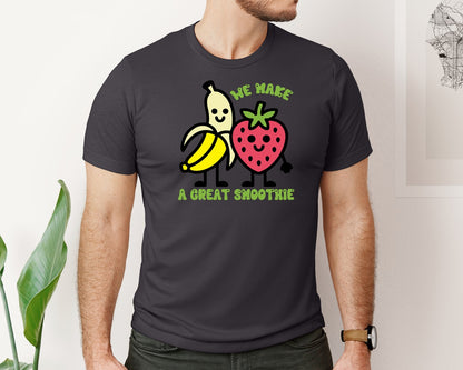 brand:Bella Canvas|color:Heather Dark Grey|We Make A Great Smoothie Cute Fruit Pun Graphic T-Shirt