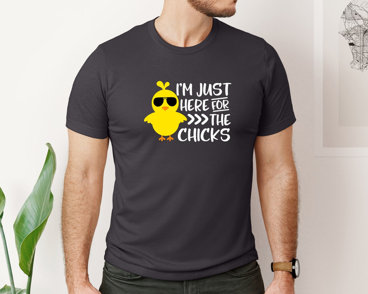 brand:Bella Canvas|color:Heather Dark Grey|I Am Just Here For The Chicks 4 Graphic T-Shirt