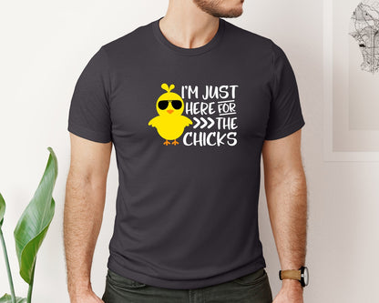 brand:Bella Canvas|color:Heather Dark Grey|I Am Just Here For The Chicks 4 Graphic T-Shirt
