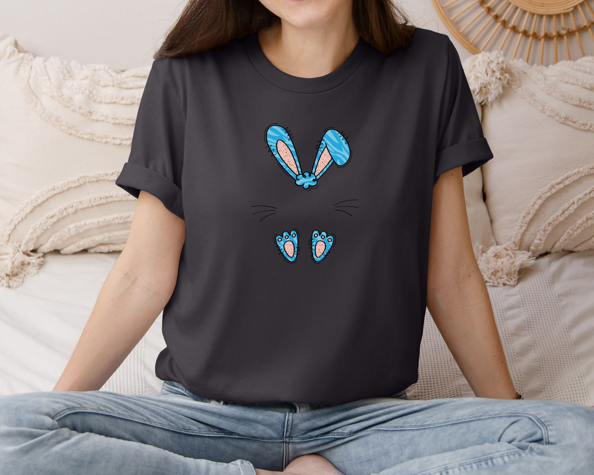brand:Bella Canvas|color:Heather Dark Grey|Boys Easter Monogram Bunny Graphic T-Shirt