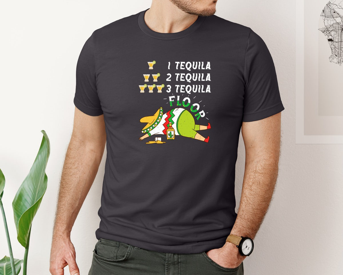 brand:Bella Canvas|color:Heather Dark Grey|Tequila Cinco De Mayo T Shirt Graphic T-Shirt