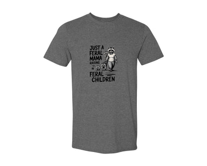 brand:Generic|color:Heather Dark Grey|Funny Mothers Day Raccoon Mama Tired Graphic T-Shirt