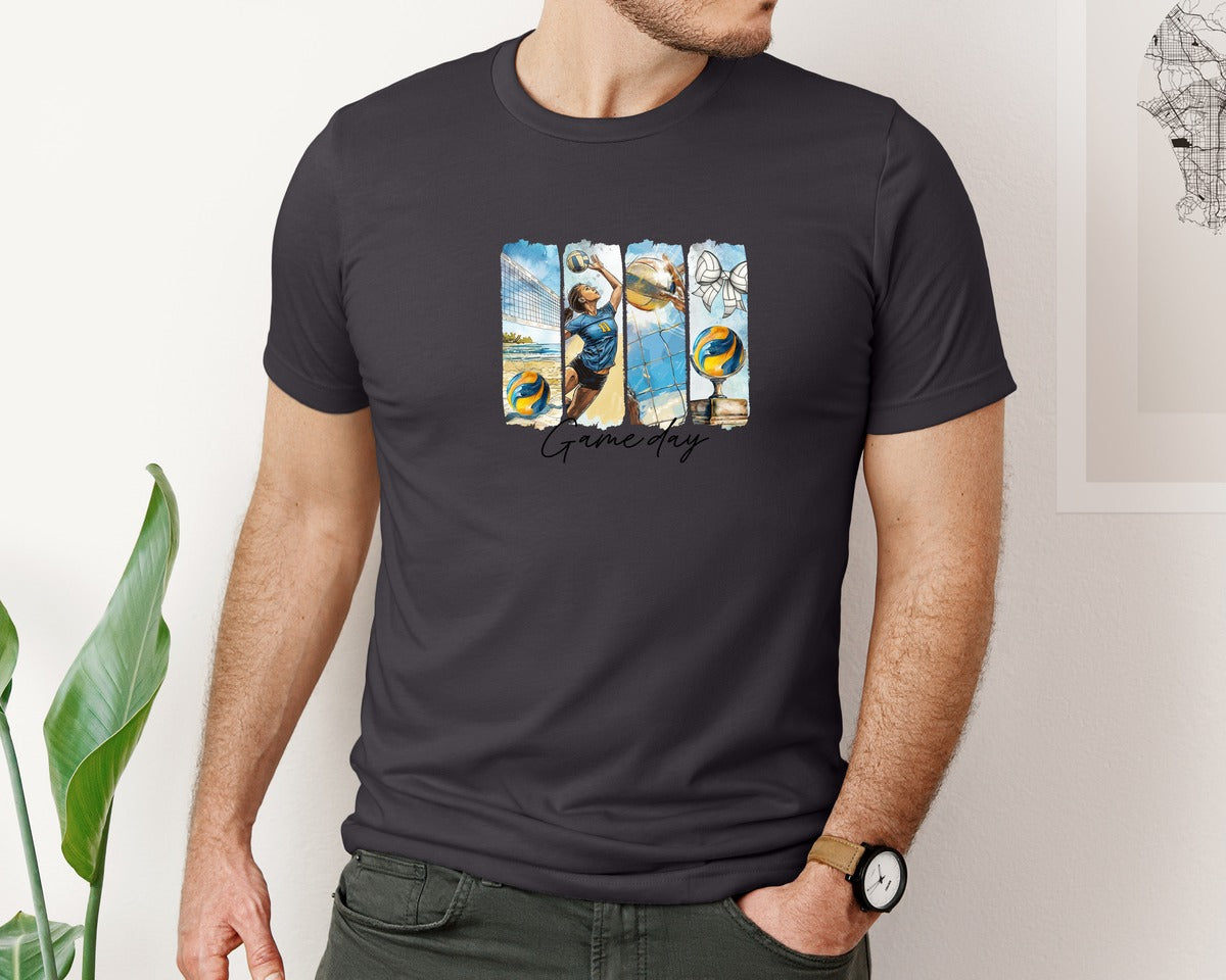 brand:Bella Canvas|color:Heather Dark Grey|Volleyball Game Day 3 Graphic T-Shirt