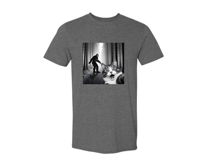 brand:Generic|color:Heather Dark Grey|Cat Selfie With Sasquatch Graphic T-Shirt