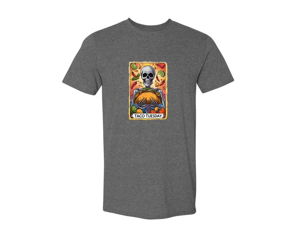 brand:Generic|color:Heather Dark Grey|Skeleton Tarot Card Cinco De Mayo Tshirt Graphic T-Shirt