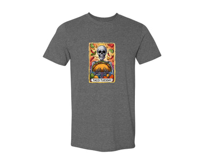 brand:Generic|color:Heather Dark Grey|Skeleton Tarot Card Cinco De Mayo Tshirt Graphic T-Shirt