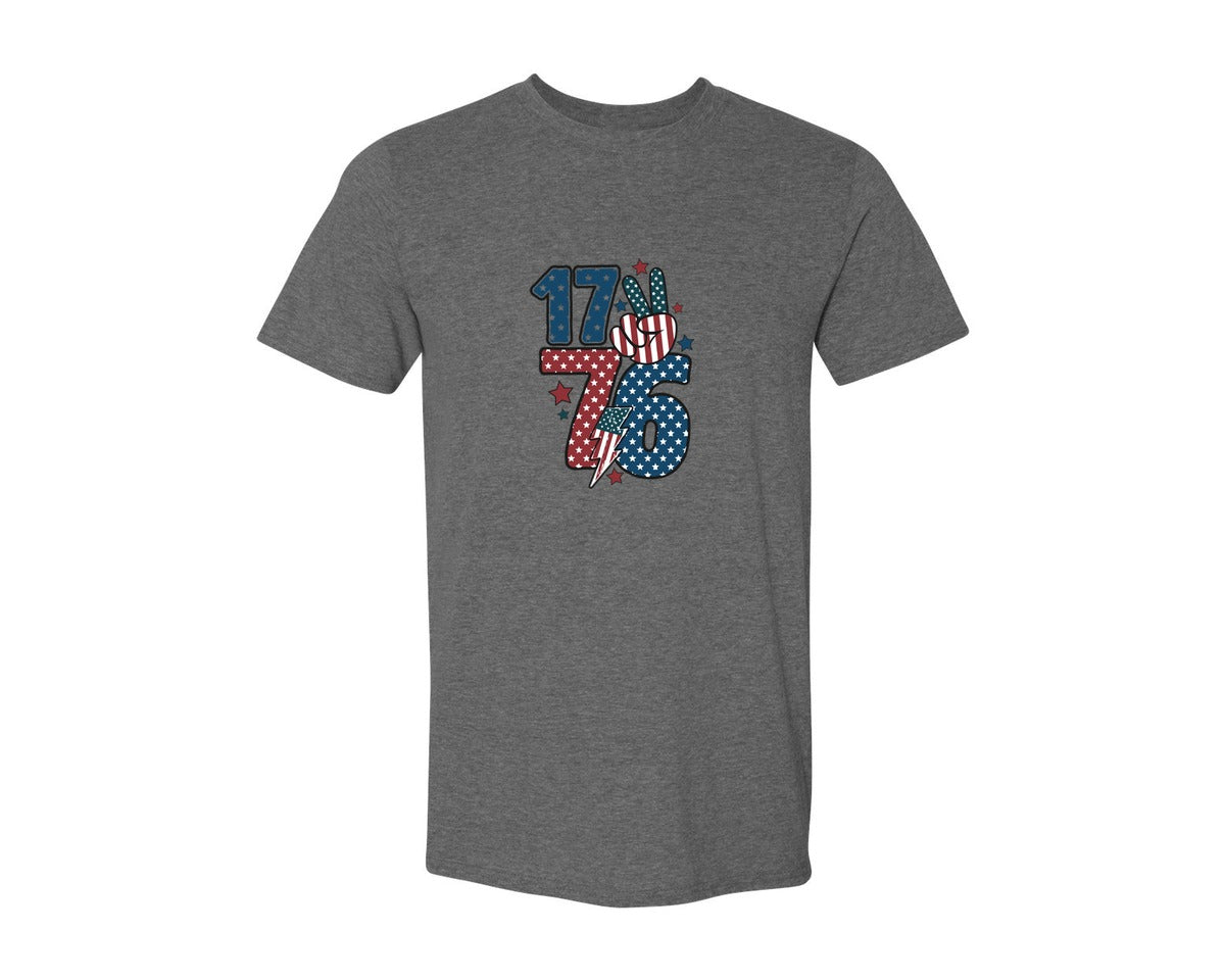 brand:Generic|color:Heather Dark Grey|1776 America Retro T Shirt Design Graphic T-Shirt