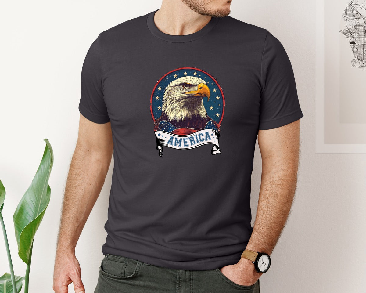 brand:Bella Canvas|color:Heather Dark Grey|4Th Of July Patriotic America Graphic T-Shirt