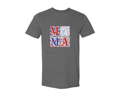 brand:Generic|color:Heather Dark Grey|4Th Of July Mama Patriotic Mom Graphic T-Shirt