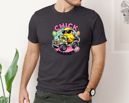 brand:Bella Canvas|color:Heather Dark Grey|Chick Magnet Easter Chick Cool Graphic T-Shirt