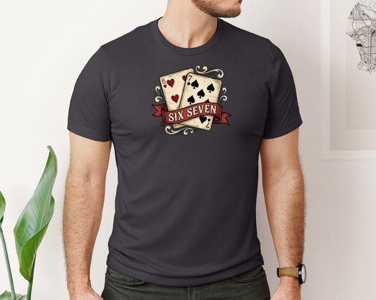 Valentine Six Seven 6 7 Viral Meme Card Graphic T-Shirt