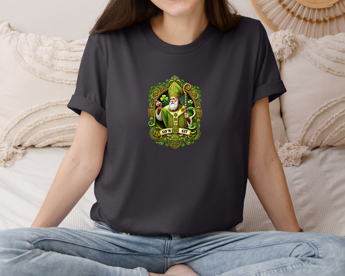 brand:Bella Canvas|color:Heather Dark Grey|St Patricks Day Saint Patrick Graphic T-Shirt