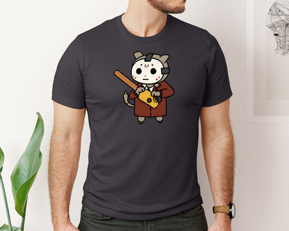 brand:Bella Canvas|color:Heather Dark Grey|Horror Cat Meme Funny Cat Graphic T-Shirt