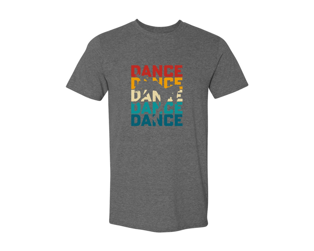 brand:Generic|color:Heather Dark Grey|Dance Retro Dancing Graphic T-Shirt