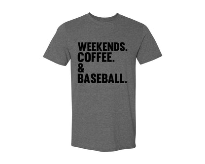 brand:Generic|color:Heather Dark Grey|Weekends Coffee Baseball Tshirt Design Graphic T-Shirt