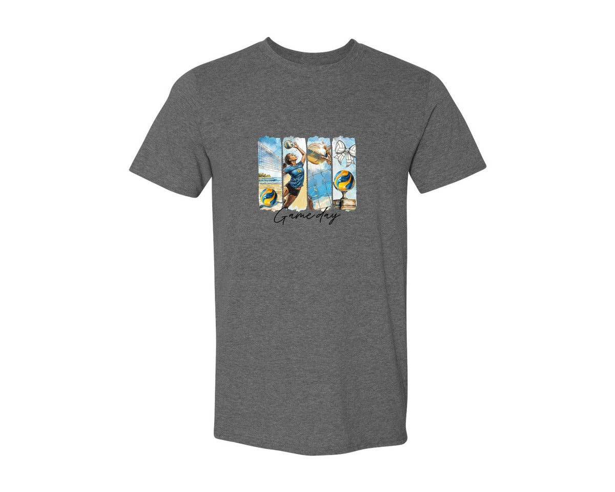 brand:Generic|color:Heather Dark Grey|Volleyball Game Day 3 Graphic T-Shirt