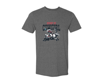 brand:Generic|color:Heather Dark Grey|Bunny Up Cowgirl Easter Egg Shirt Graphic T-Shirt