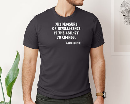 brand:Bella Canvas|color:Heather Dark Grey|Einstein The Measure Of Intelligence Graphic T-Shirt