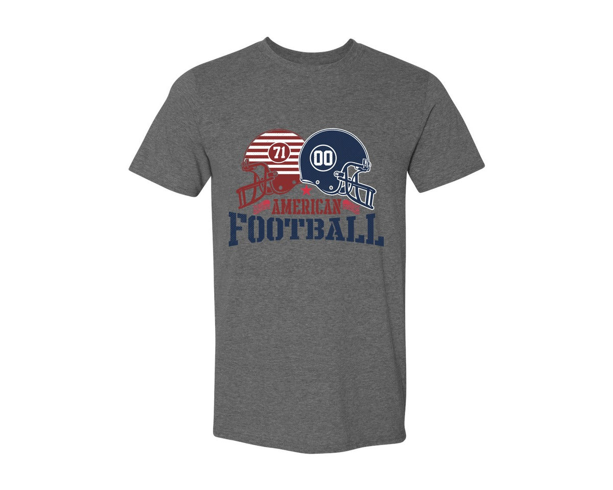 brand:Generic|color:Heather Dark Grey|American Football With Us Flag T Shirt 5 Graphic T-Shirt
