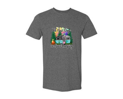 brand:Generic|color:Heather Dark Grey|Camping Country The Best Days Graphic T-Shirt