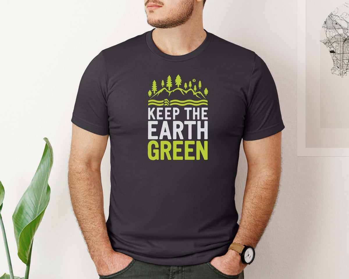 brand:Bella Canvas|color:Heather Dark Grey|Keep The Earth Green Environment Cute Graphic T-Shirt