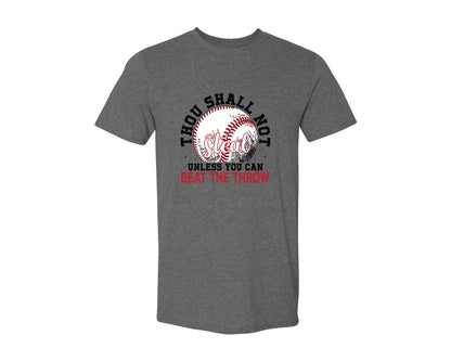 brand:Generic|color:Heather Dark Grey|Funny Baseball Thou Shall Not Steal Graphic T-Shirt