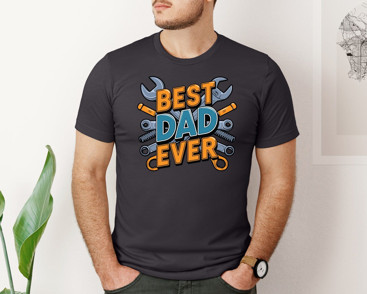 brand:Bella Canvas|color:Heather Dark Grey|Mechanic Dad 3 Graphic T-Shirt