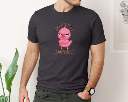 brand:Bella Canvas|color:Heather Dark Grey|Just To Be Clear I Dont Care Chicekn Graphic T-Shirt