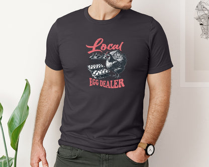 brand:Bella Canvas|color:Heather Dark Grey|Local Egg Dealer Chicken Farm Shirt Graphic T-Shirt