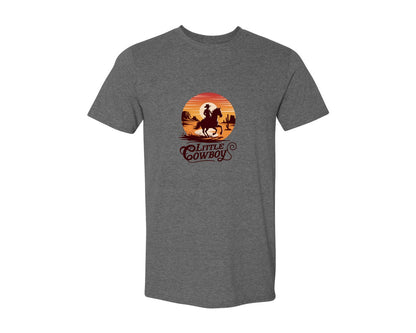 brand:Generic|color:Heather Dark Grey|Little Cowboy Western Horse Riding 3 Graphic T-Shirt