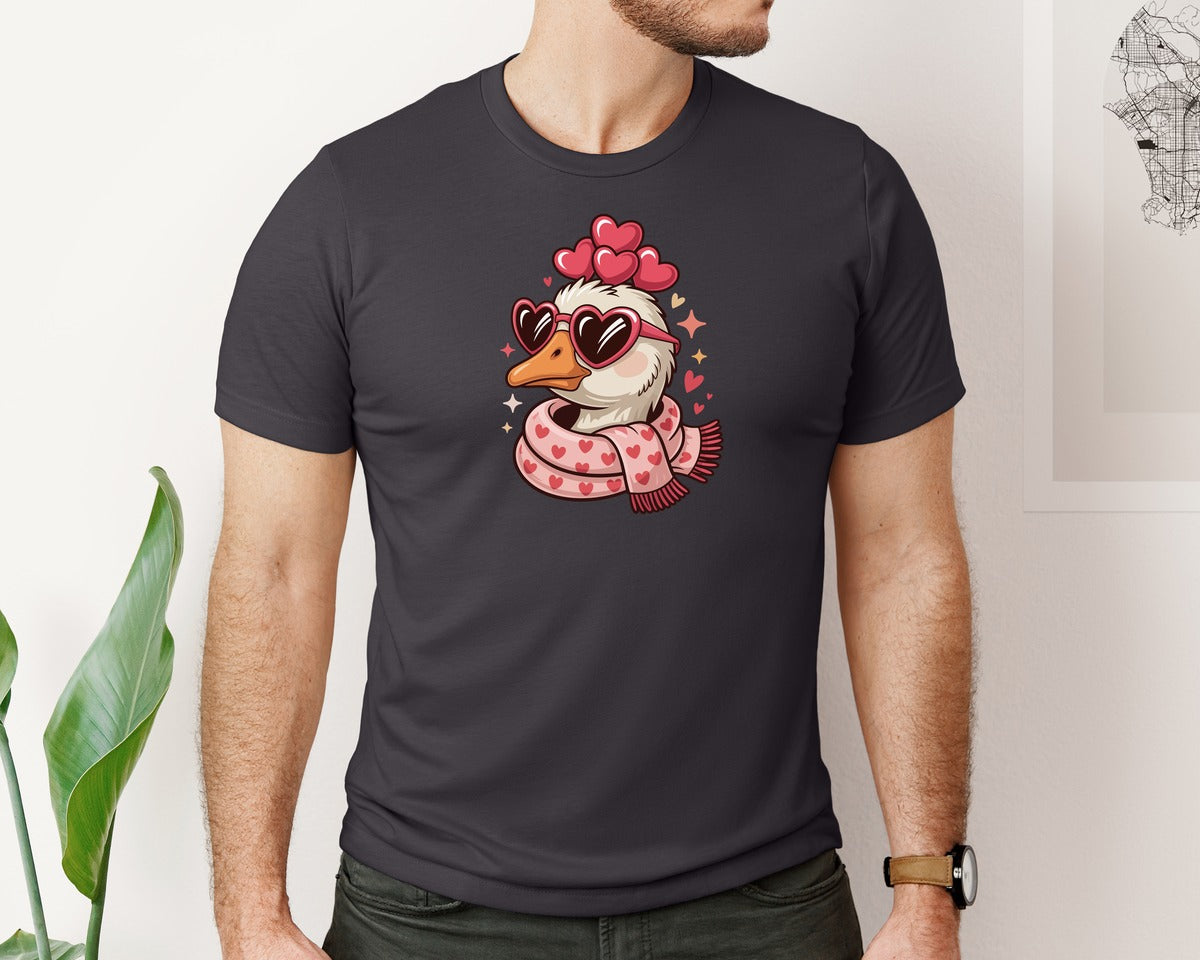 brand:Bella Canvas|color:Heather Dark Grey|Funny Goose Coquette Valentines Day Graphic T-Shirt