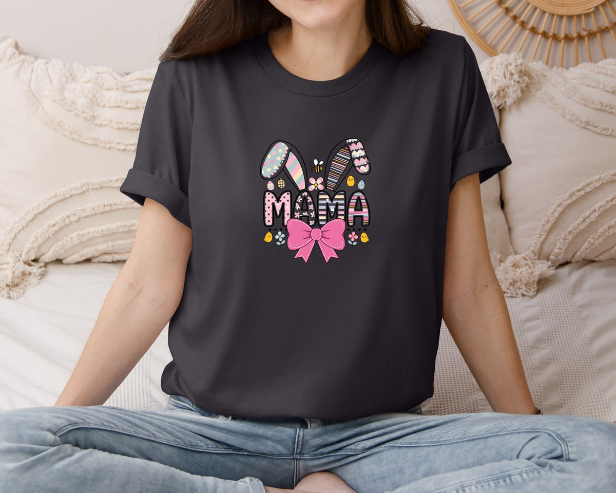 brand:Bella Canvas|color:Heather Dark Grey|Easter Mama T Shirt Design Graphic T-Shirt