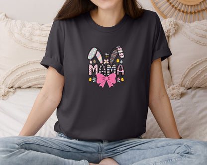 brand:Bella Canvas|color:Heather Dark Grey|Easter Mama T Shirt Design Graphic T-Shirt