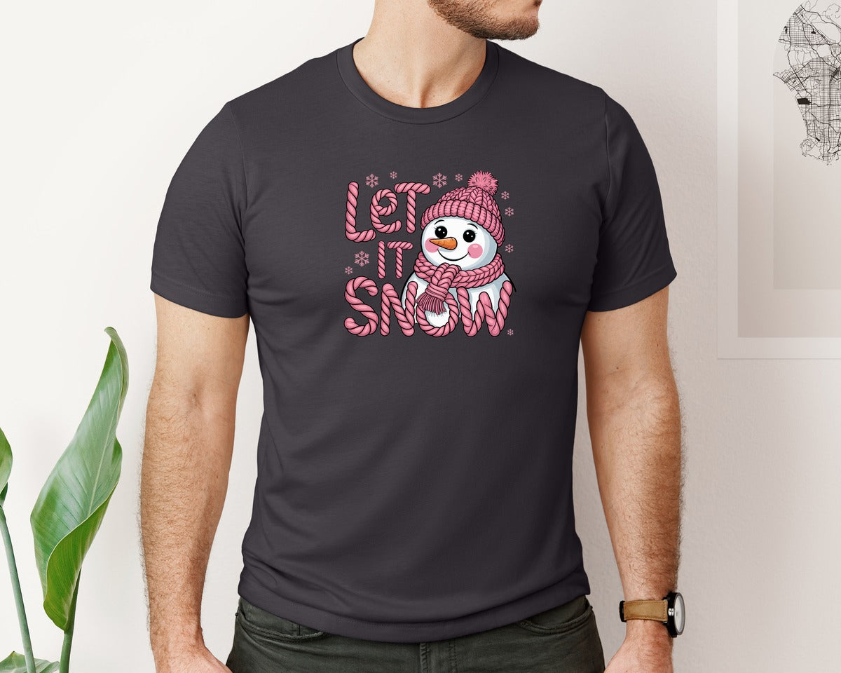 brand:Bella Canvas|color:Heather Dark Grey|Faux Yarn Let It Snow 2 Graphic T-Shirt