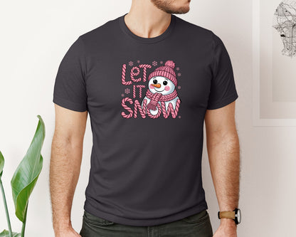 brand:Bella Canvas|color:Heather Dark Grey|Faux Yarn Let It Snow 2 Graphic T-Shirt