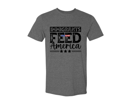 brand:Generic|color:Heather Dark Grey|Immigrants Feed America Immigration Graphic T-Shirt