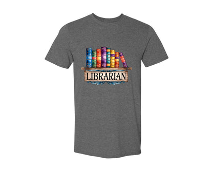 brand:Generic|color:Heather Dark Grey|Librarian Vintage Bookshelf 2 Graphic T-Shirt