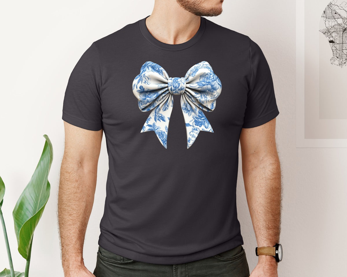 brand:Bella Canvas|color:Heather Dark Grey|Bow Bow T Shirt Design Graphic T-Shirt