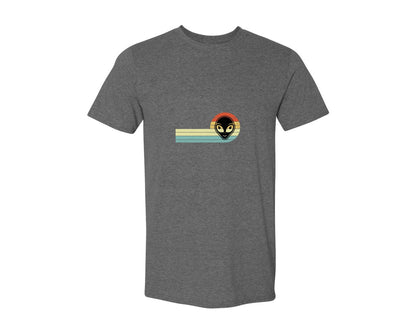brand:Generic|color:Heather Dark Grey|Retro Vintage Alien Face T Shirt Design Graphic T-Shirt