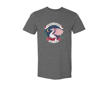 brand:Generic|color:Heather Dark Grey|Fantasy Book Club Dragon Book Graphic T-Shirt