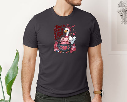 brand:Bella Canvas|color:Heather Dark Grey|Stir Up Some Love Goose Valentine Graphic T-Shirt