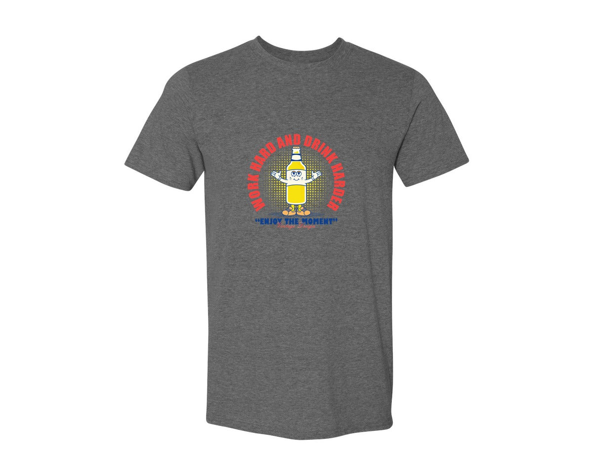 brand:Generic|color:Heather Dark Grey|Retro Cartoon Glass Bottle Of Beer Graphic T-Shirt