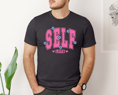 brand:Bella Canvas|color:Heather Dark Grey|Self Love Pnginspirational Graphic T-Shirt