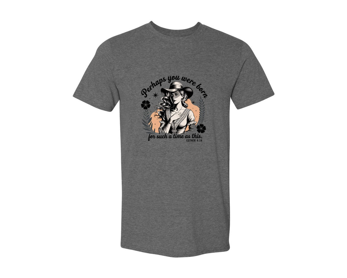 brand:Generic|color:Heather Dark Grey|Perhaps You Were Born Christian 3 Graphic T-Shirt