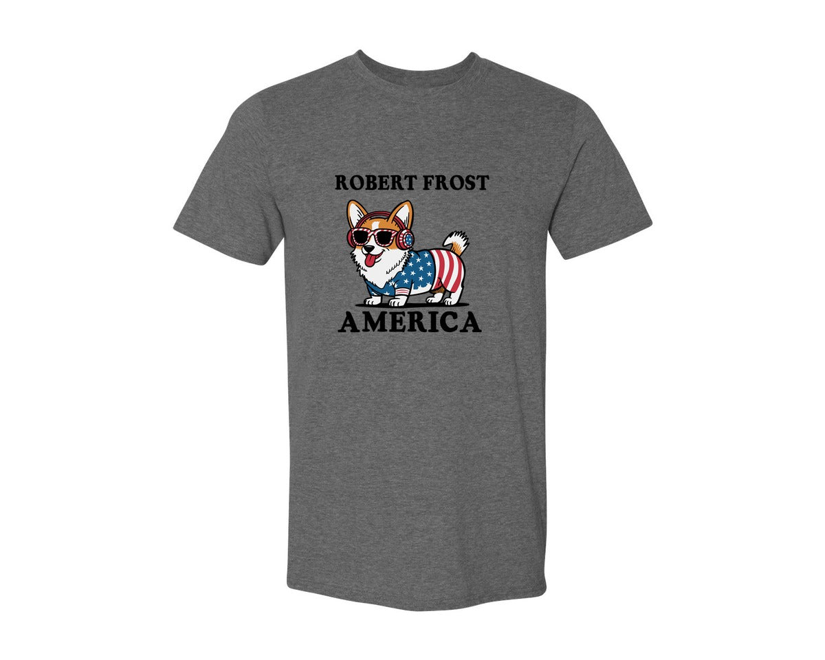 brand:Generic|color:Heather Dark Grey|Corgi Dog 4Th Of July Graphic T-Shirt