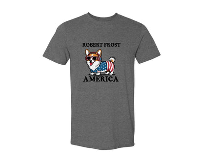 brand:Generic|color:Heather Dark Grey|Corgi Dog 4Th Of July Graphic T-Shirt