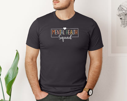 brand:Bella Canvas|color:Heather Dark Grey|Mental Health Squad Brain Illness Mental Graphic T-Shirt