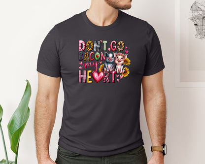 brand:Bella Canvas|color:Heather Dark Grey|Dont Go Bacon My Heart Western Graphic T-Shirt