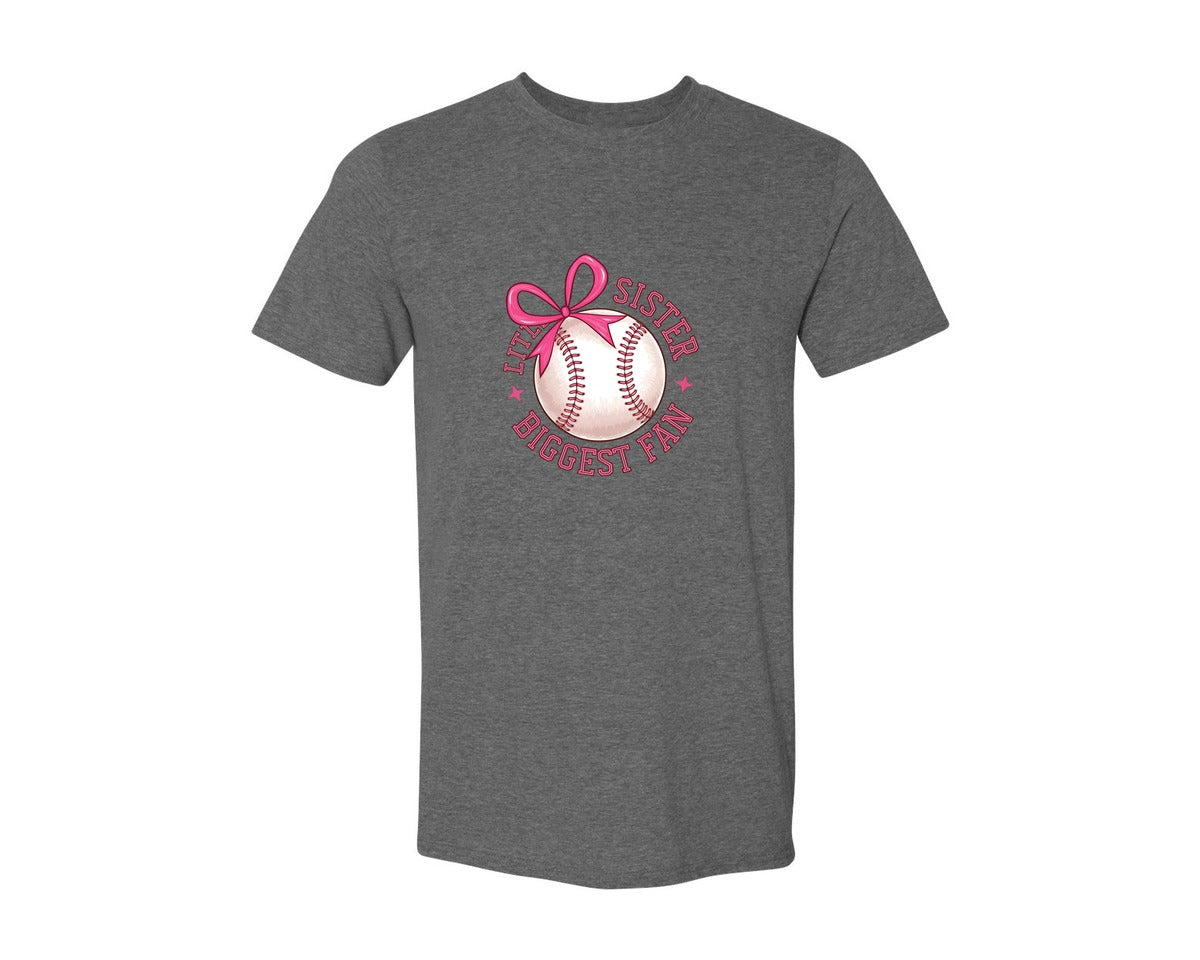 brand:Generic|color:Heather Dark Grey|Baseball Sister Little Sister Graphic T-Shirt